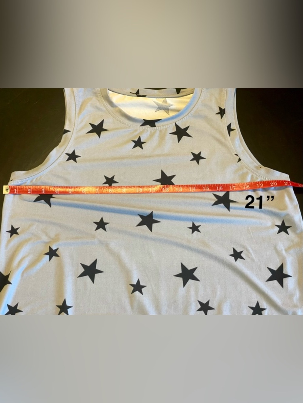 Star-Patterned Gray Sleeveless Tank Top Muscle Shirt | Hand Sewn | NWOT - Picture 7 of 8